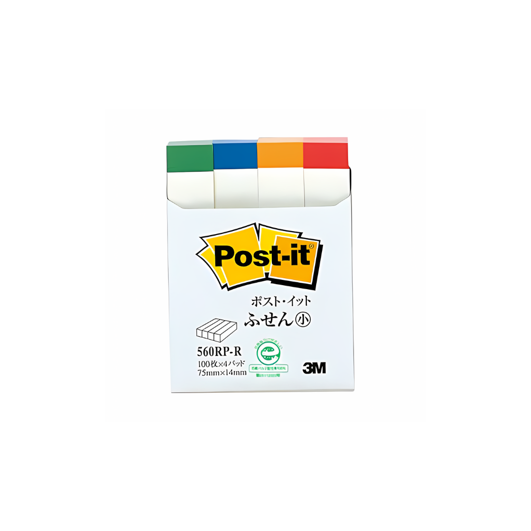 3M Post It Pad 560RP-R 75mm X 14mm Rainbow 4'S