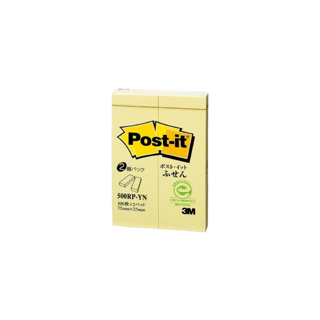 3M Post It Pad 500RP-YN 1" X 3" Yellow 2'S