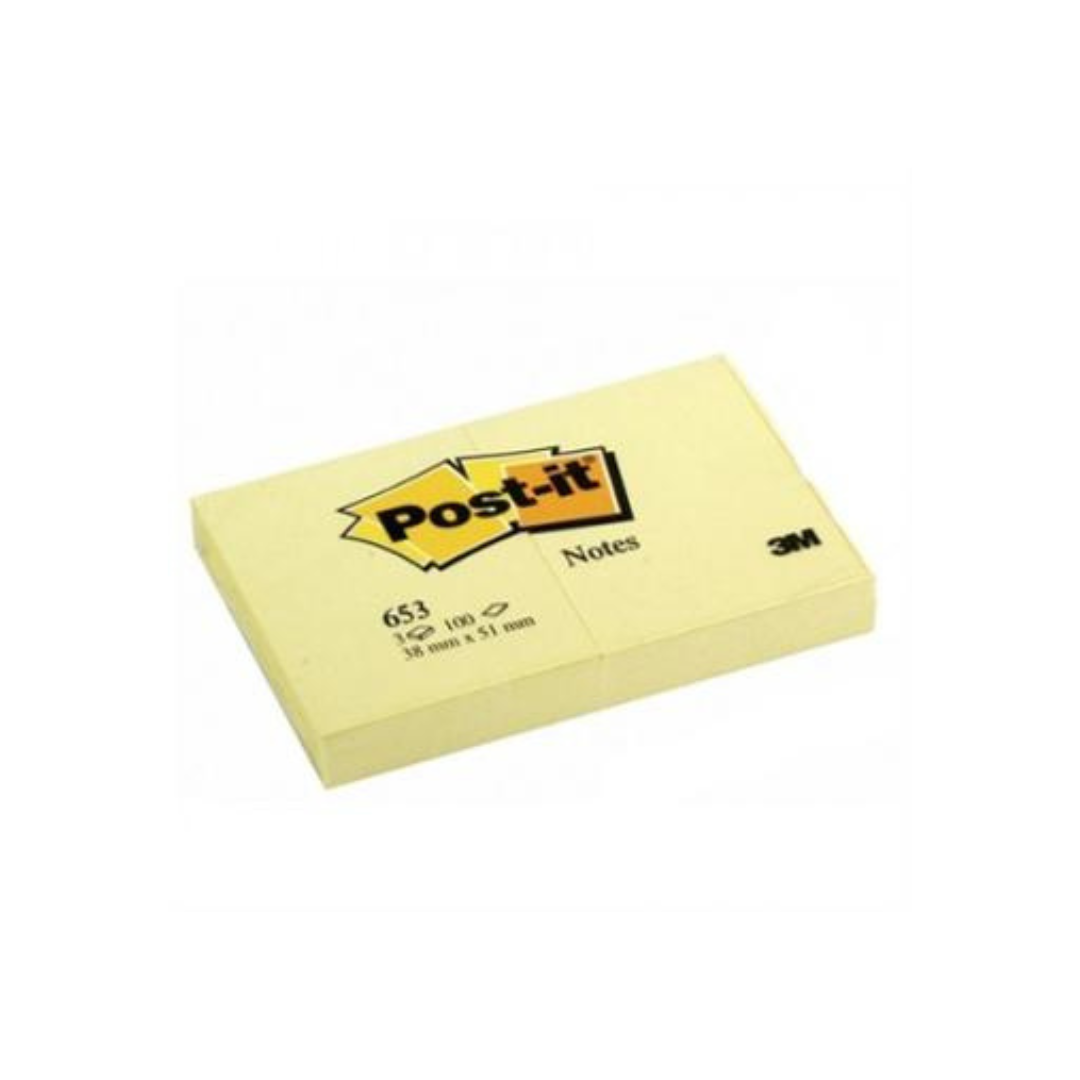 3M Post It Pad 653 1.5" X 2" Yellow