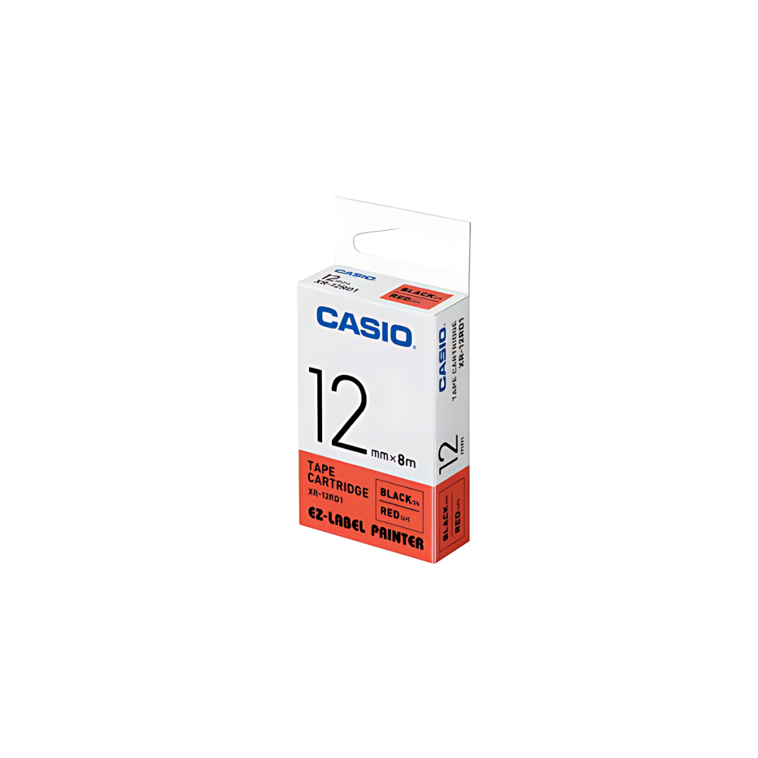 Casio Label Tape 12mm Black On Red XR-12RD1