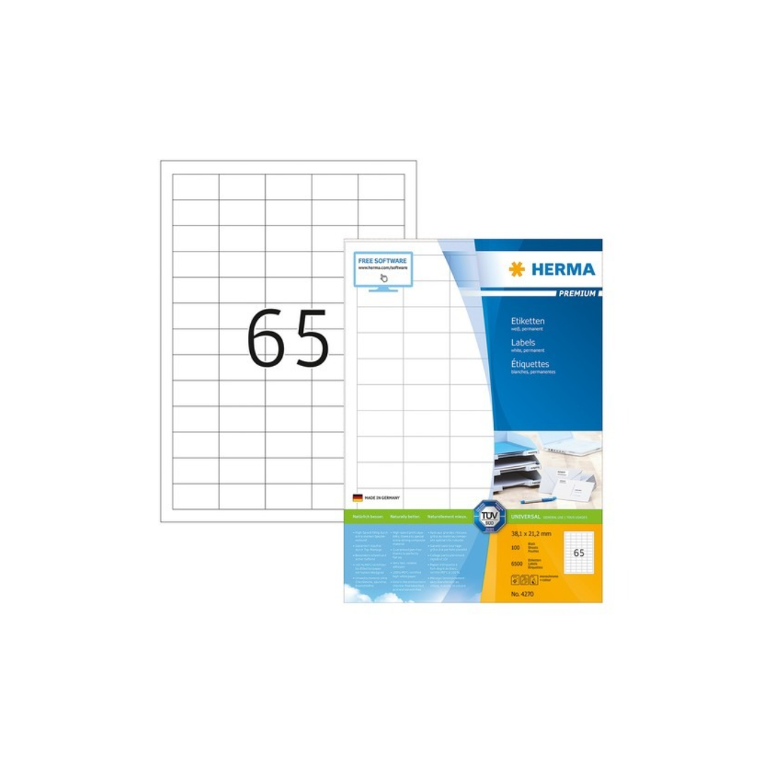HERMA Superprint Label 38.1 X 21.2mm 4270 A4 100'S