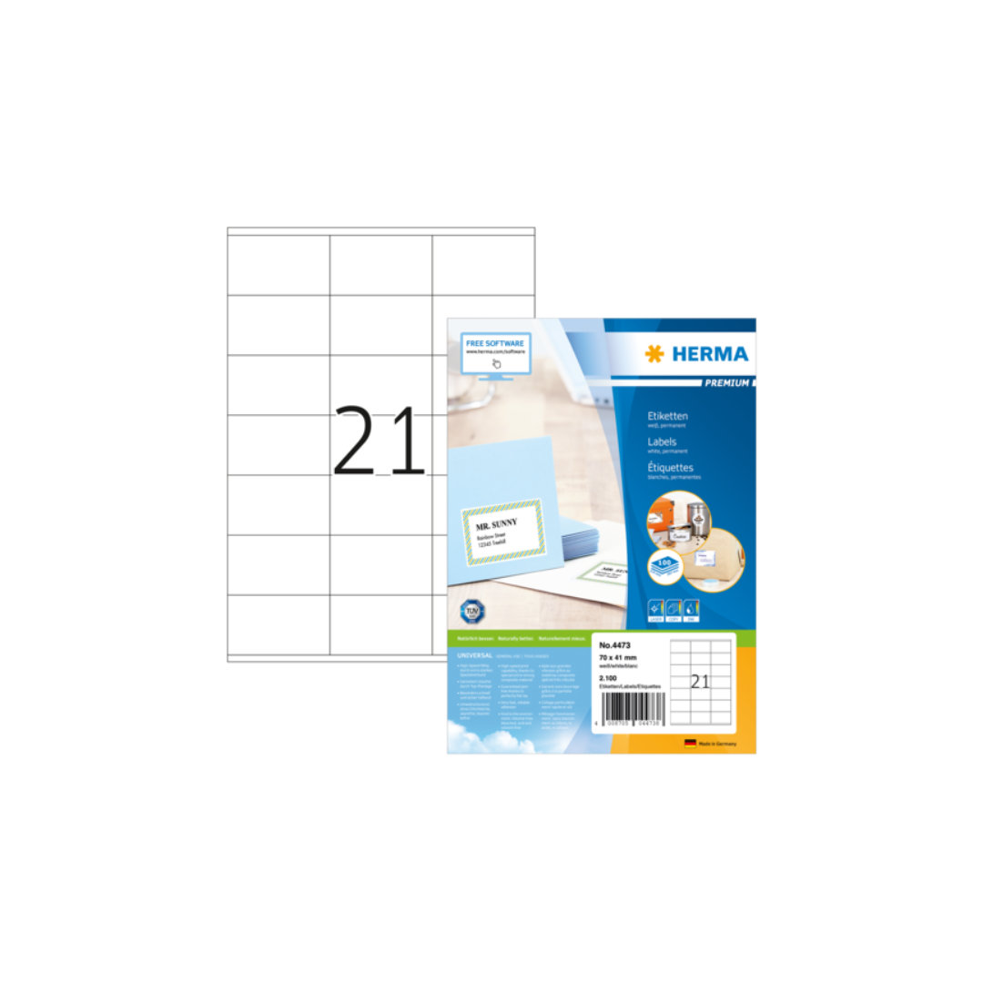 HERMA Superprint Label 70 X 41mm 4473 A4 100'S