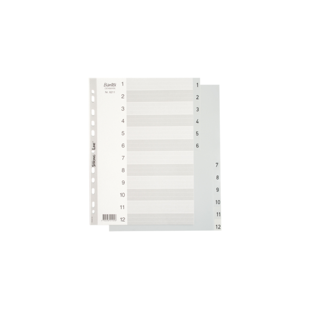 Plastic Divider A4 Grey 1-12 index