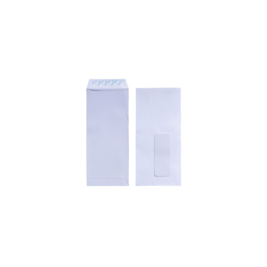 White Window Envelope 4" X 9" Peel & Seal