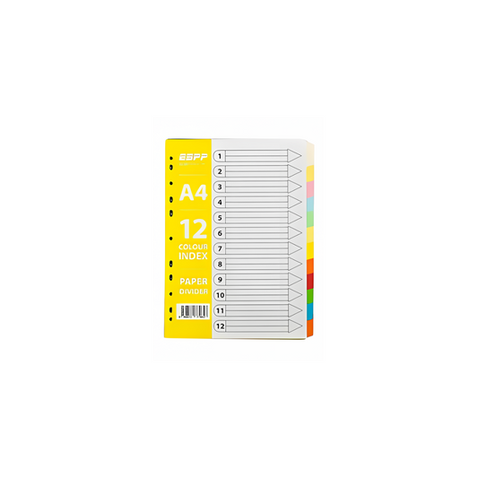 A4 Paper Divider 12 Colours (4 Sets/Packet)