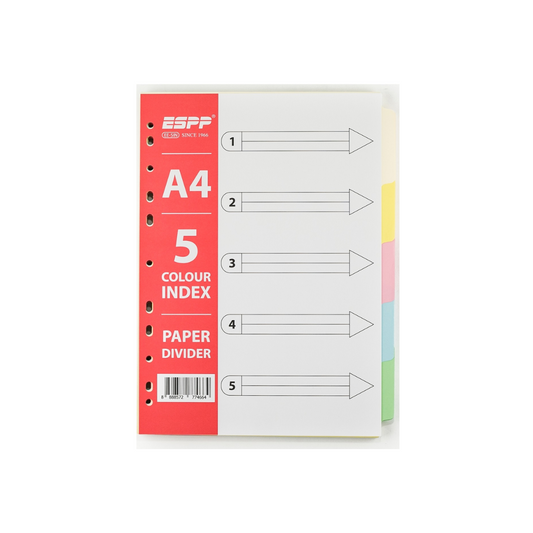 A4 Paper Divider 5 Colours (10 Sets/Packet)
