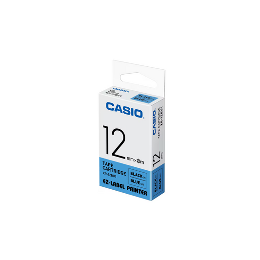 Casio Label Tape 12mm Black On Blue XR-12BU1