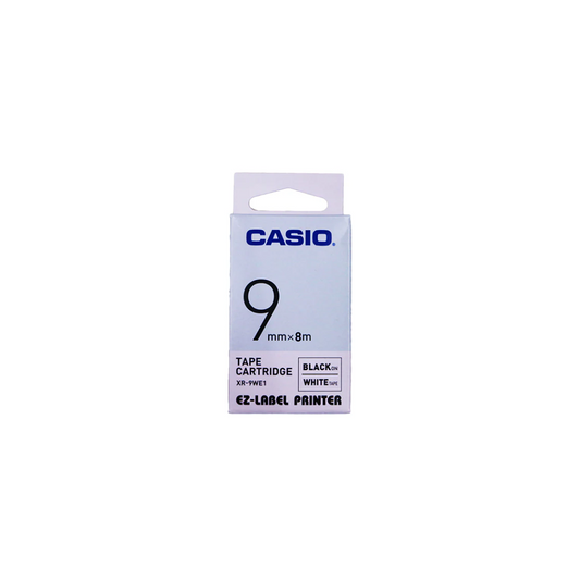 Casio Label Tape  9mm Black On White XR-9WE1