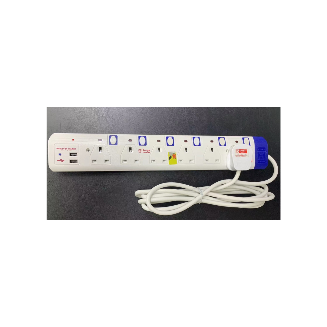 Extension Socket 8536U 3 Pin 6 Way With USB 3 Meters – Kukaya Media ...