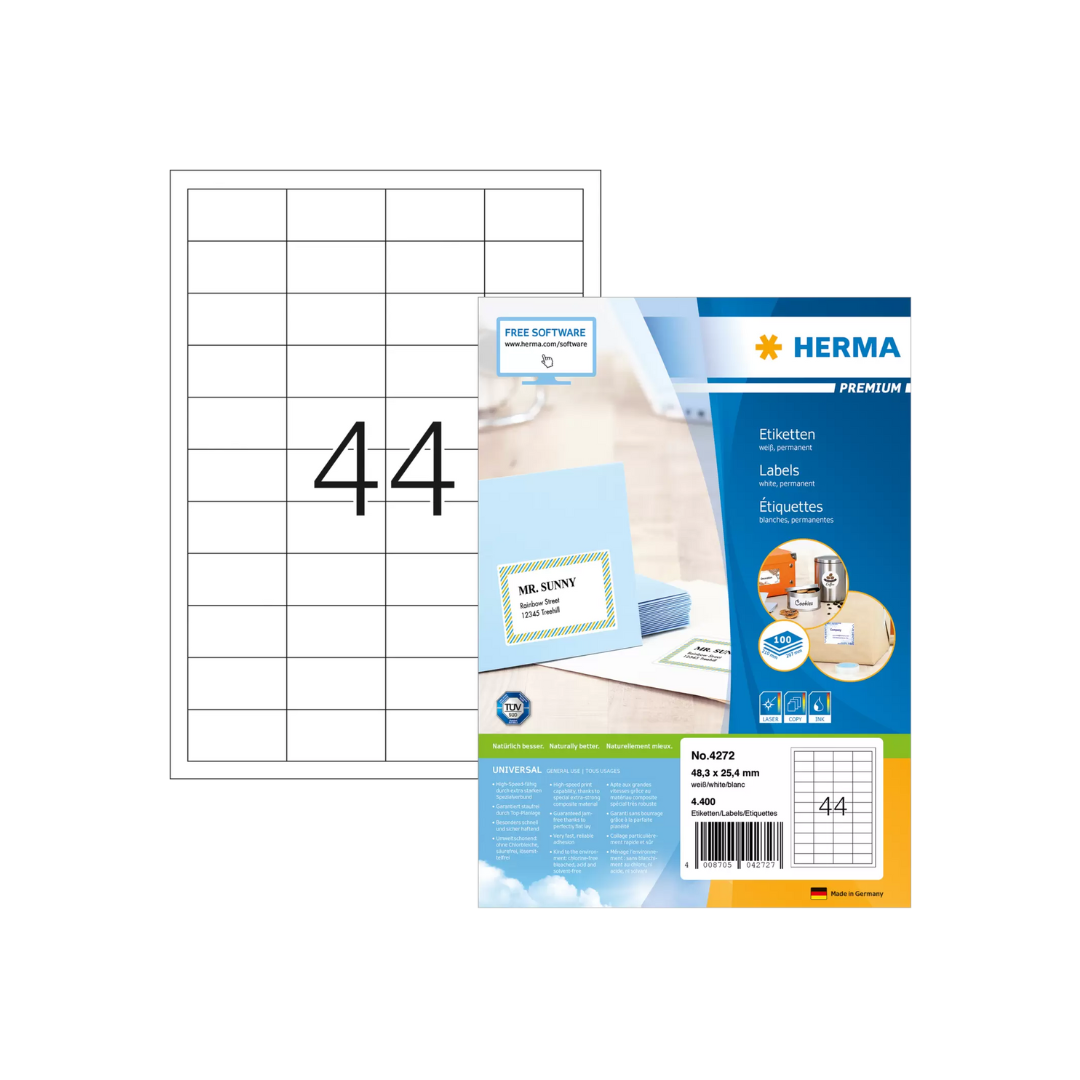HERMA Superprint Label 48.3 X 25.4mm 4272 A4 100'S