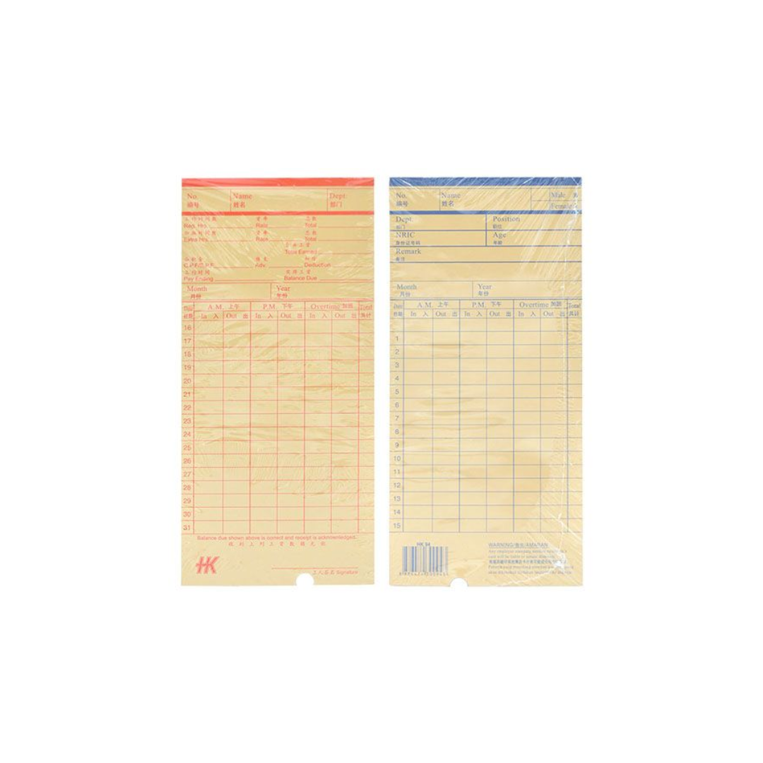 HK Time Card With Semi-Circle 50'S – Kukaya Media Supplies Pte Ltd