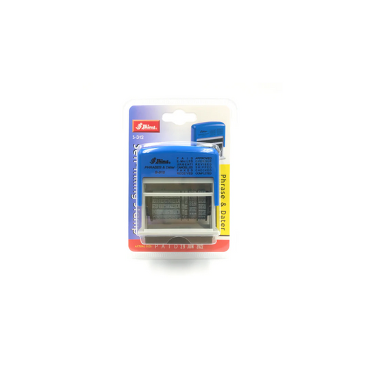 Shiny Self-Inking Stamp S312 Phrases & Date (Blue/Red Ink)