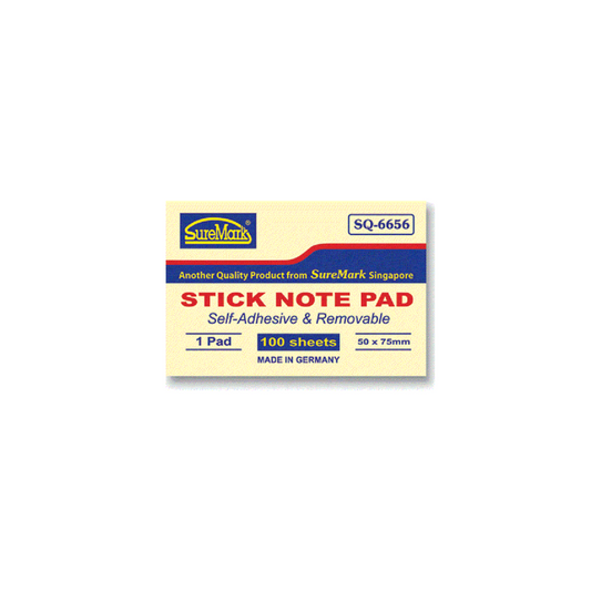Suremark Stick Note Pad 2" X 3" SQ6656 Yellow (100 Sheets)