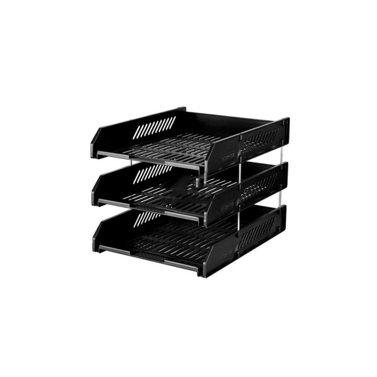 3 Tier Tray With Metal Riser (Black)